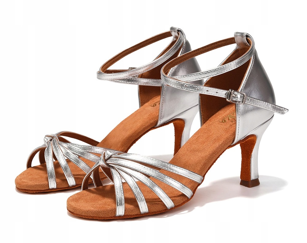 Buty Do Tańca Taneczne Latino Na Obcasie Srebrne 7cm Rozmiar 42