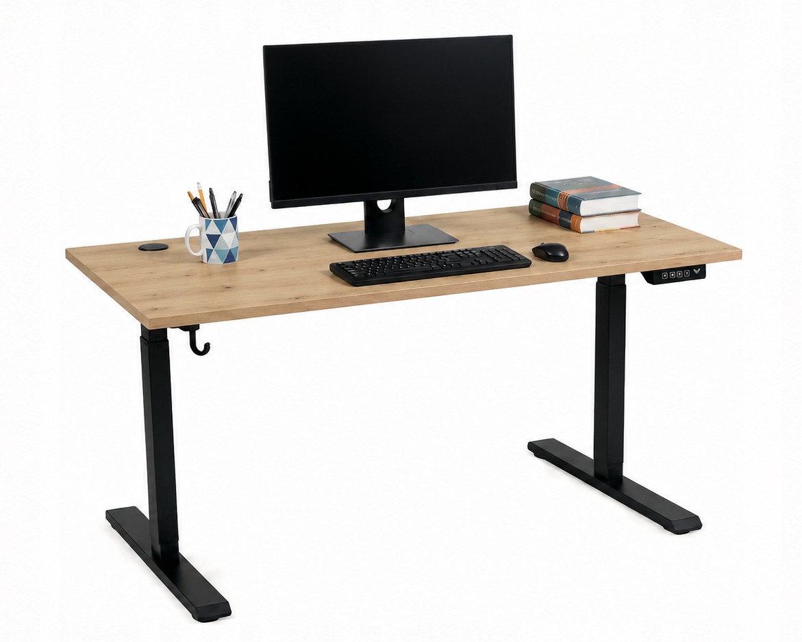 Biurko Elektryczne Regulowane Gamingowe Komputerowe 120x60 Dąb Artisan