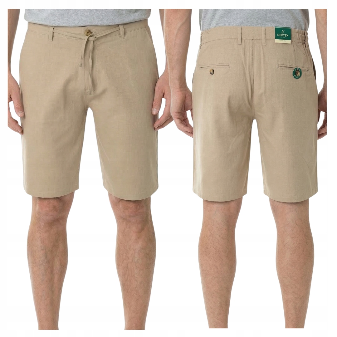 Męskie spodenki letnie beżowe casual klasyczne lekkie Roz 32