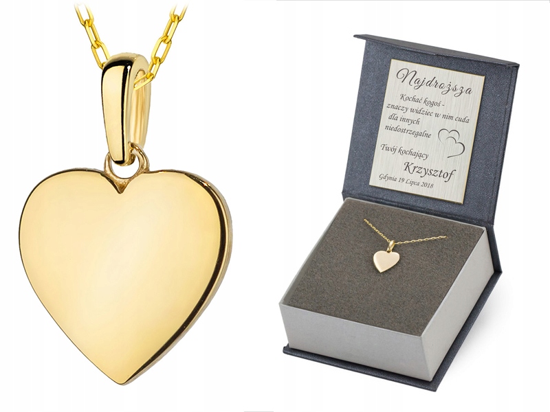 Zlatý Řetízek Se Srdcem 585 jako dárek k Gravírování