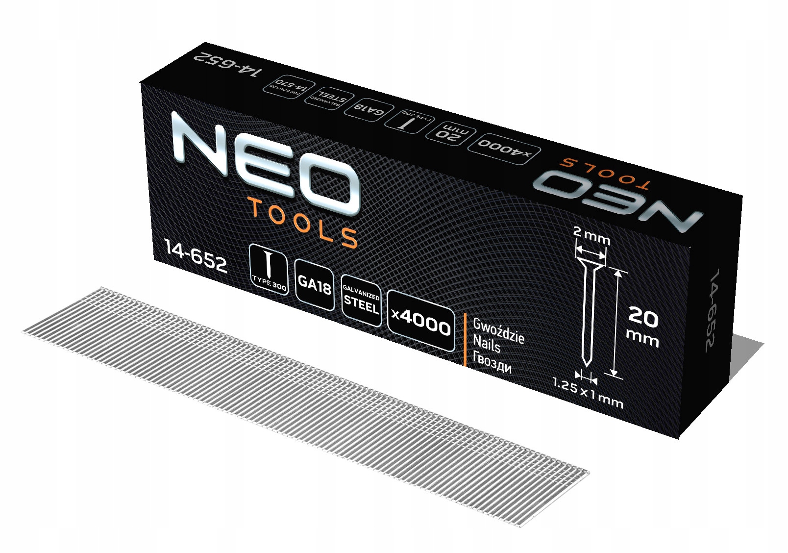 

Neo Gwoździe TYP300 F Szpilki GA18 dł.20mm 4000szt