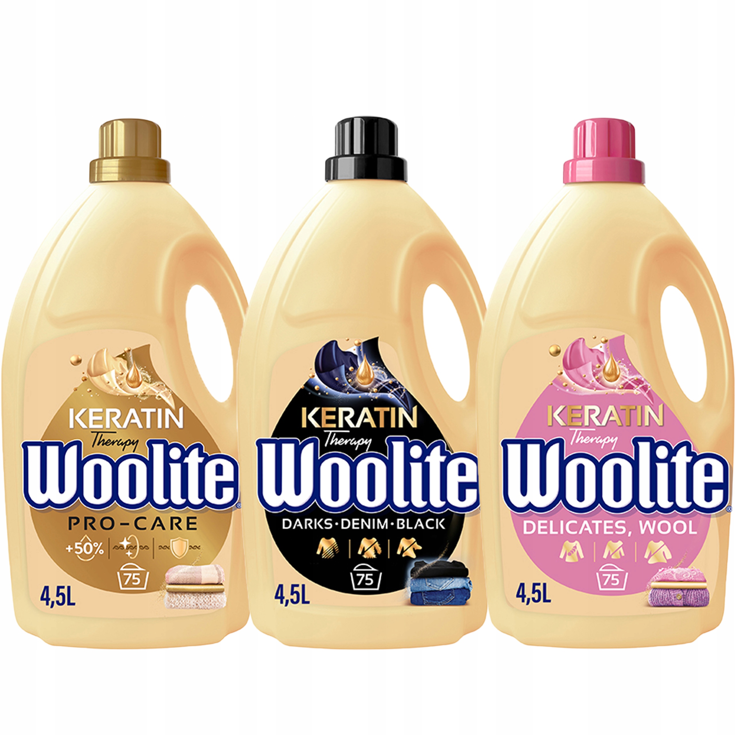 Levně Woolite Set MIX Tekutý Prací Prostředek Černý, Bílý A Jemný 3X 4.5L