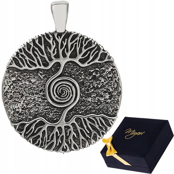 Wisiorek Męski Okrągły Medalion Drzewo Yggdrasil