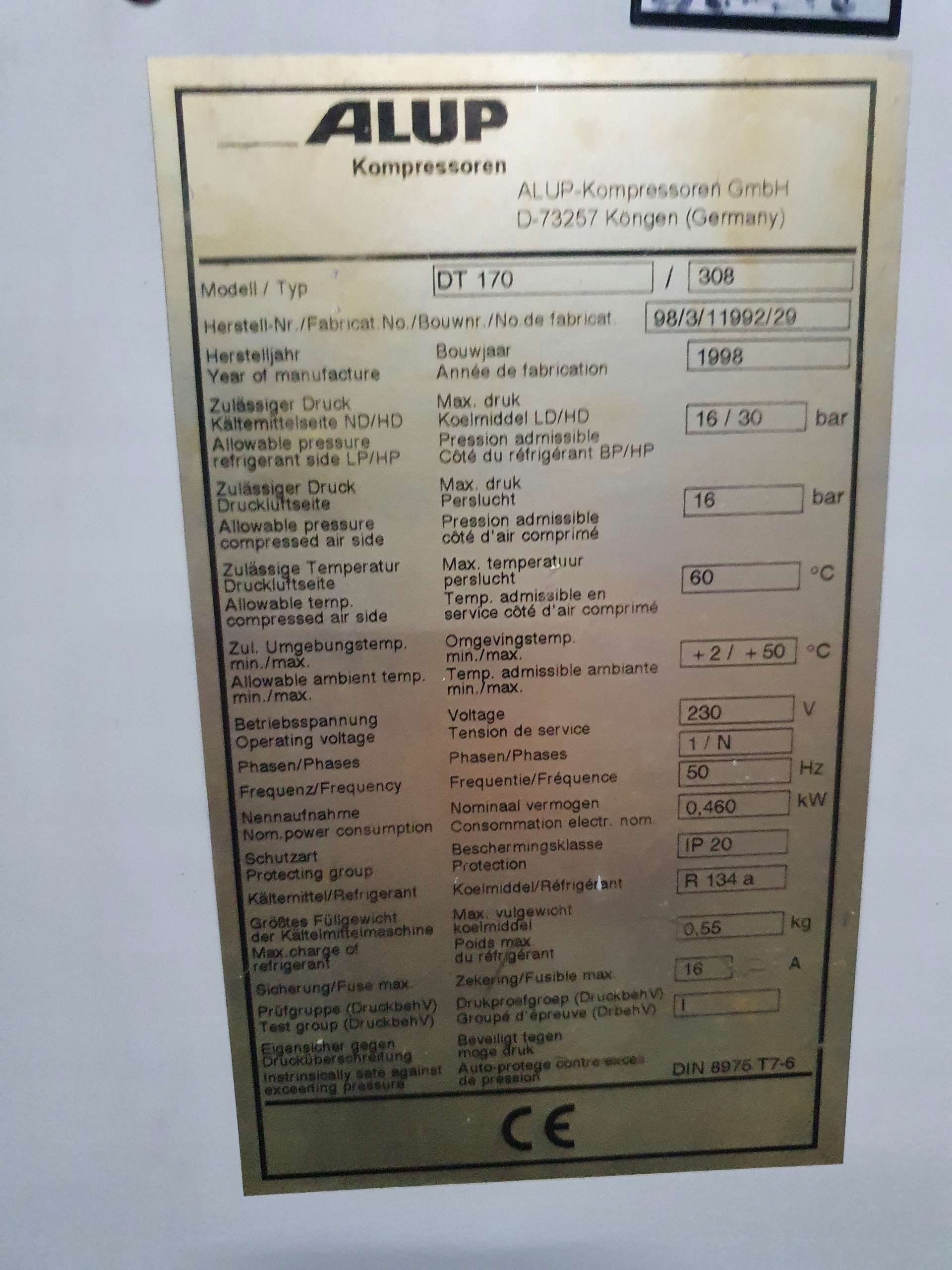 OSUSZACZ ZIĘBNICZY ALUP DT 170 3m3/min Kod producenta 0000