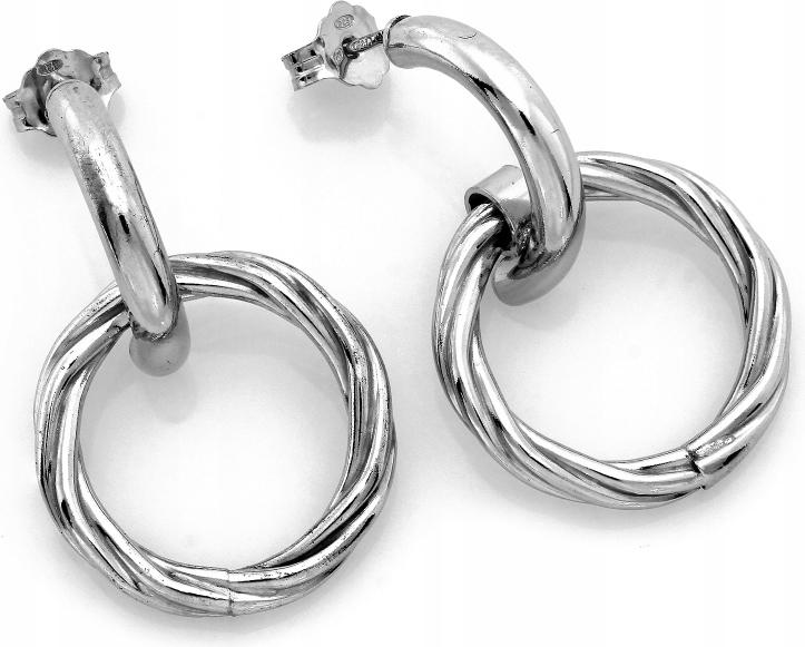 Stříbrné náušnice 925, pevné závěsné kruhy, zapínané na kolík, módní