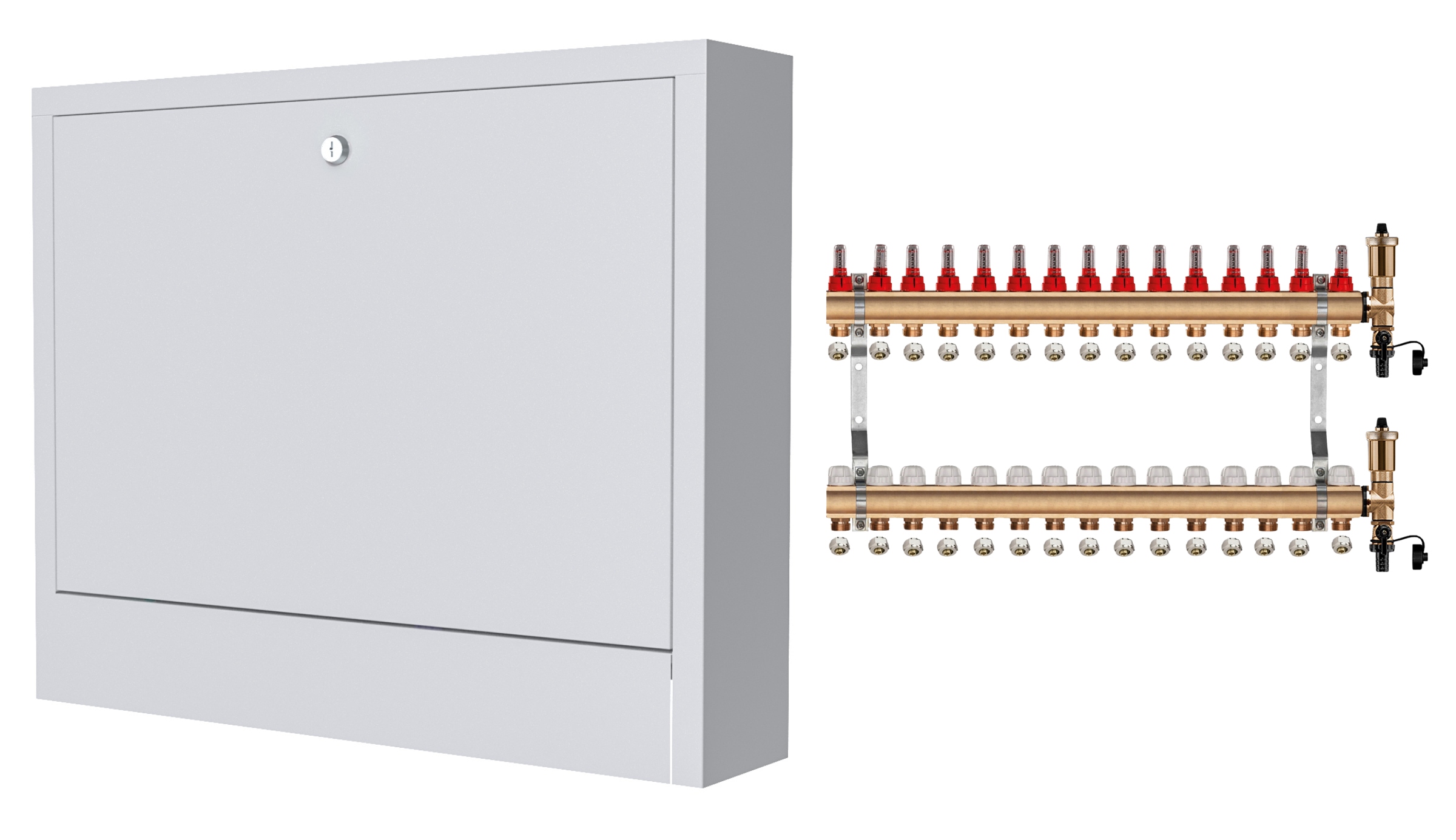 Mosazný Rozdělovač 15 Sekcí Spojky Nástěnná Skříňka