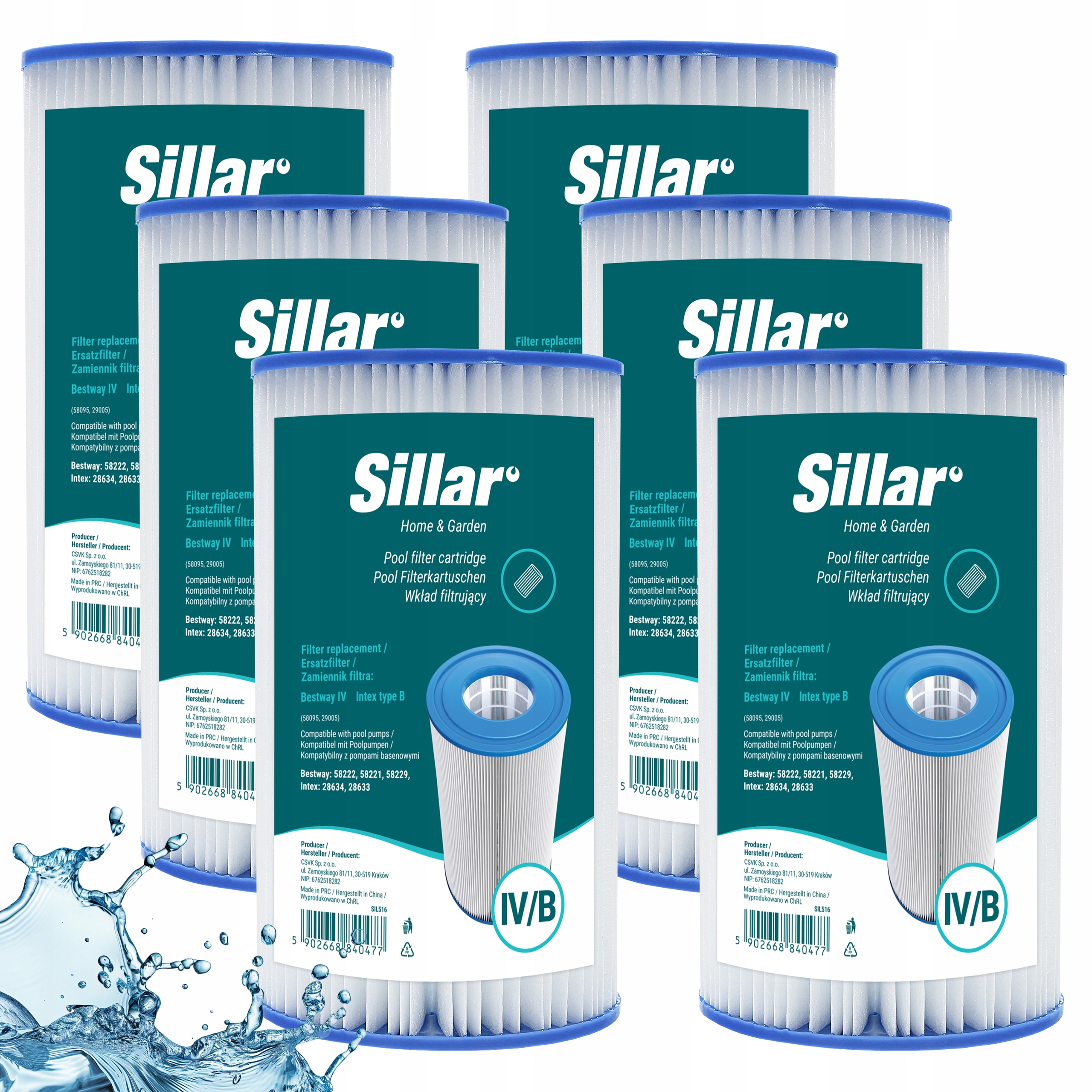 Sillar filtr do basenu do pompy zamiennik Bestway typ IV Intex B 6x