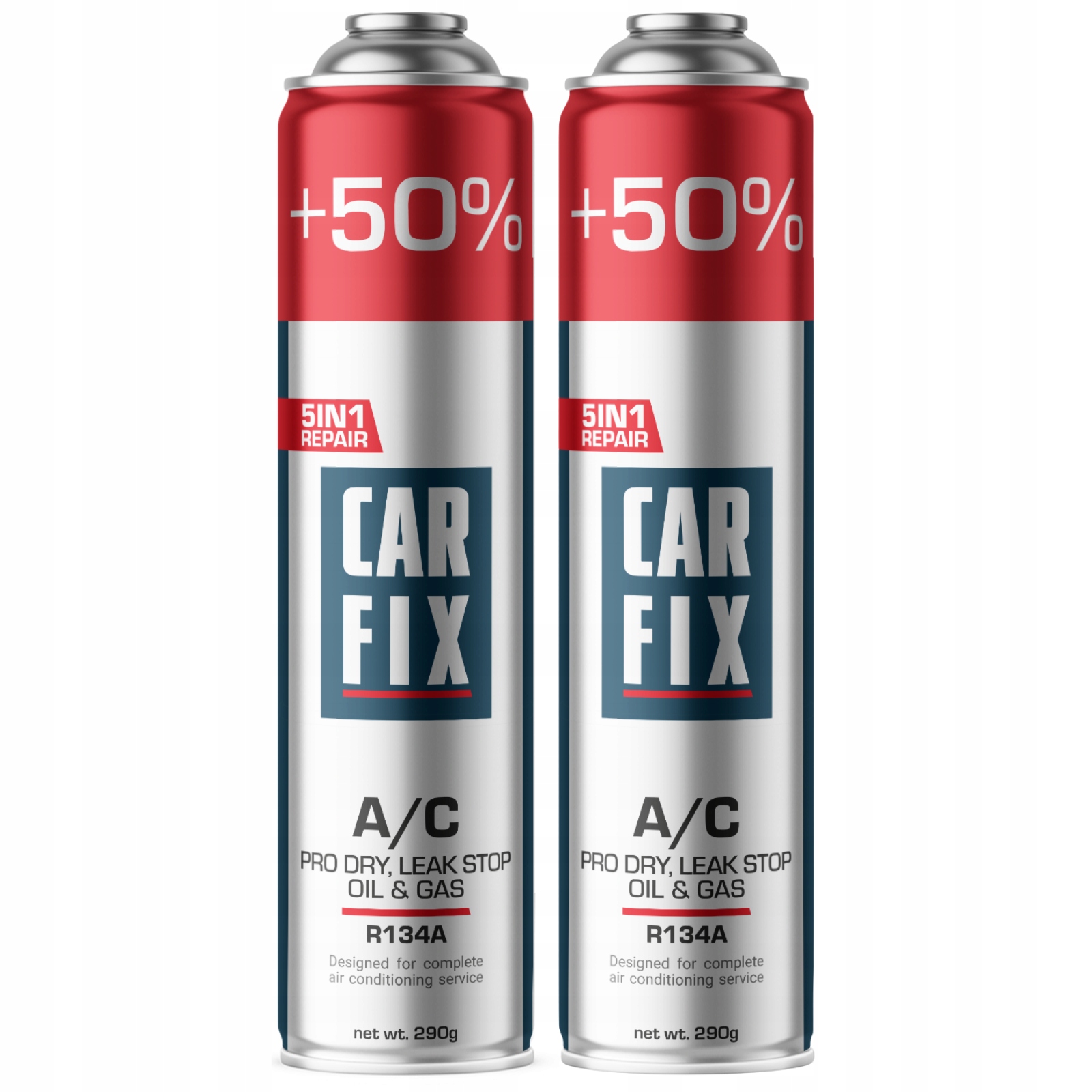 2 x Czynnik Klimatyzacji R134A Carfix 5w1 +50% Osuszacz Uszczelniacz Olej