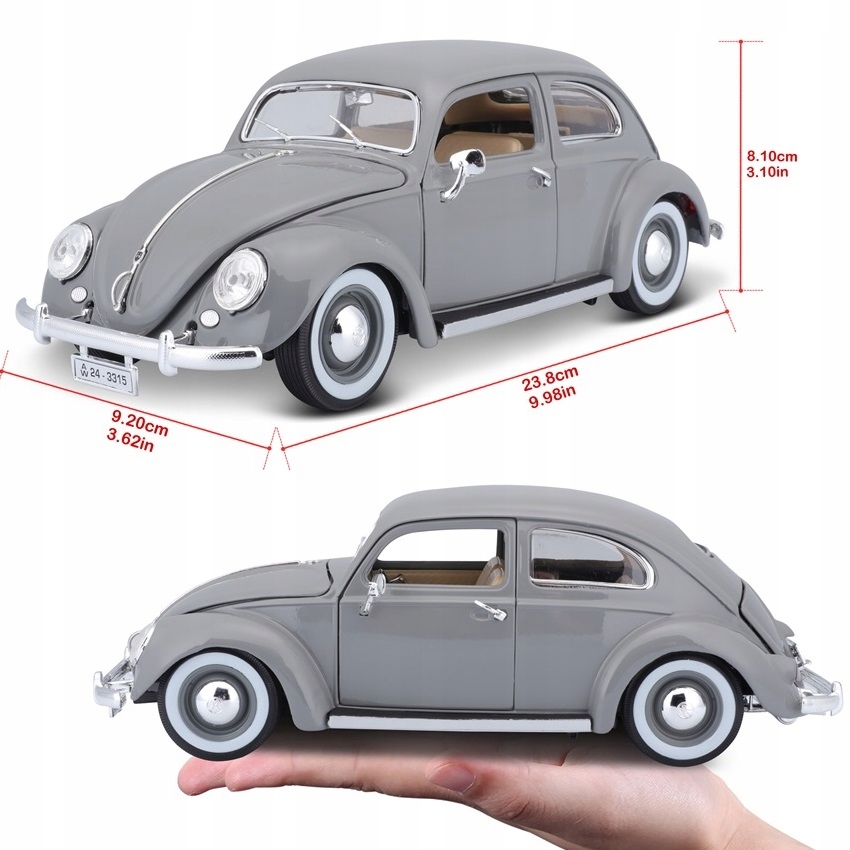 Volkswagen Kafer-Beetle 1955 1:18 BBURAGO 12029 Materiał metal
