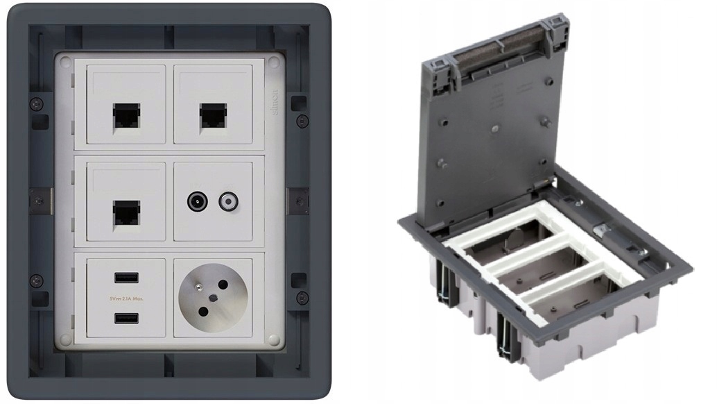 Puszka podłogowa Floorbox 3-modułowa Kontakt-Simon RJ-45 Tv-sat Usb