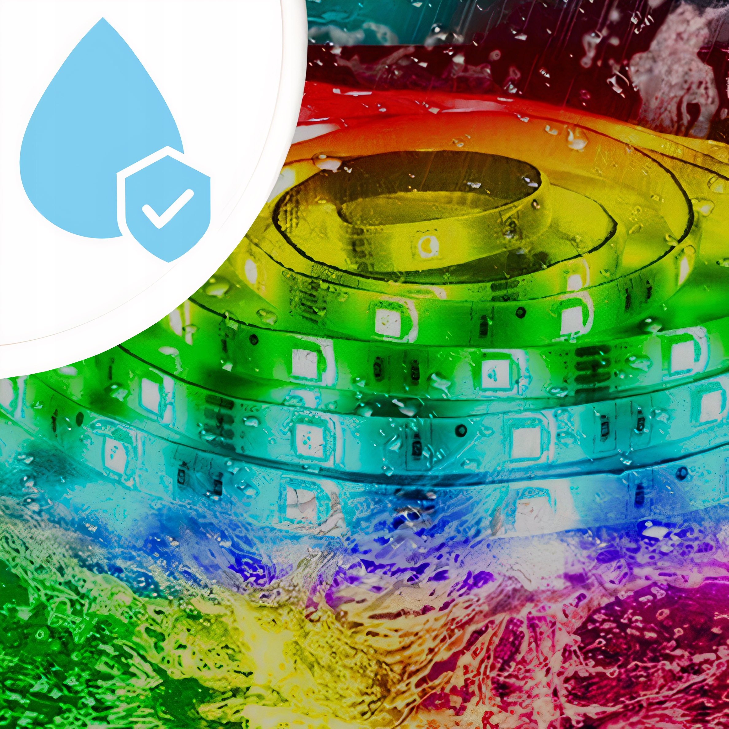 LEDY WODOODPORNE KOLOROWE TAŚMA LED RGB WODOODPORNA 5m Z PILOTEM Marka Memfis