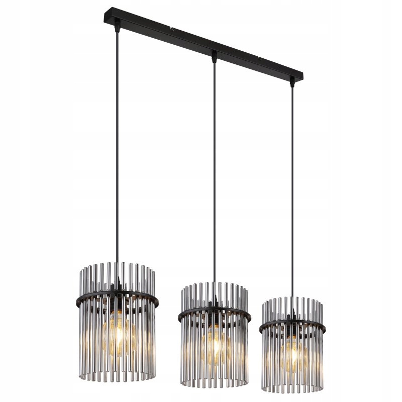 Závesná lampa Gorley čierna matná so sklenenými tyčami 3xE27 60W