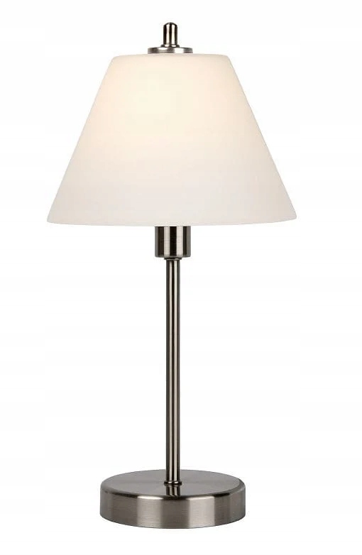 Stolová lampa strieborná, biela, sklenená, 42 cm do obývačky Lucide