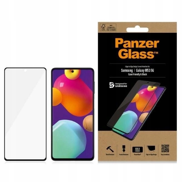 Tvrzené sklo PanzerGlass E2E Regular pro Samsung Galaxy M53 s černým rámečkem