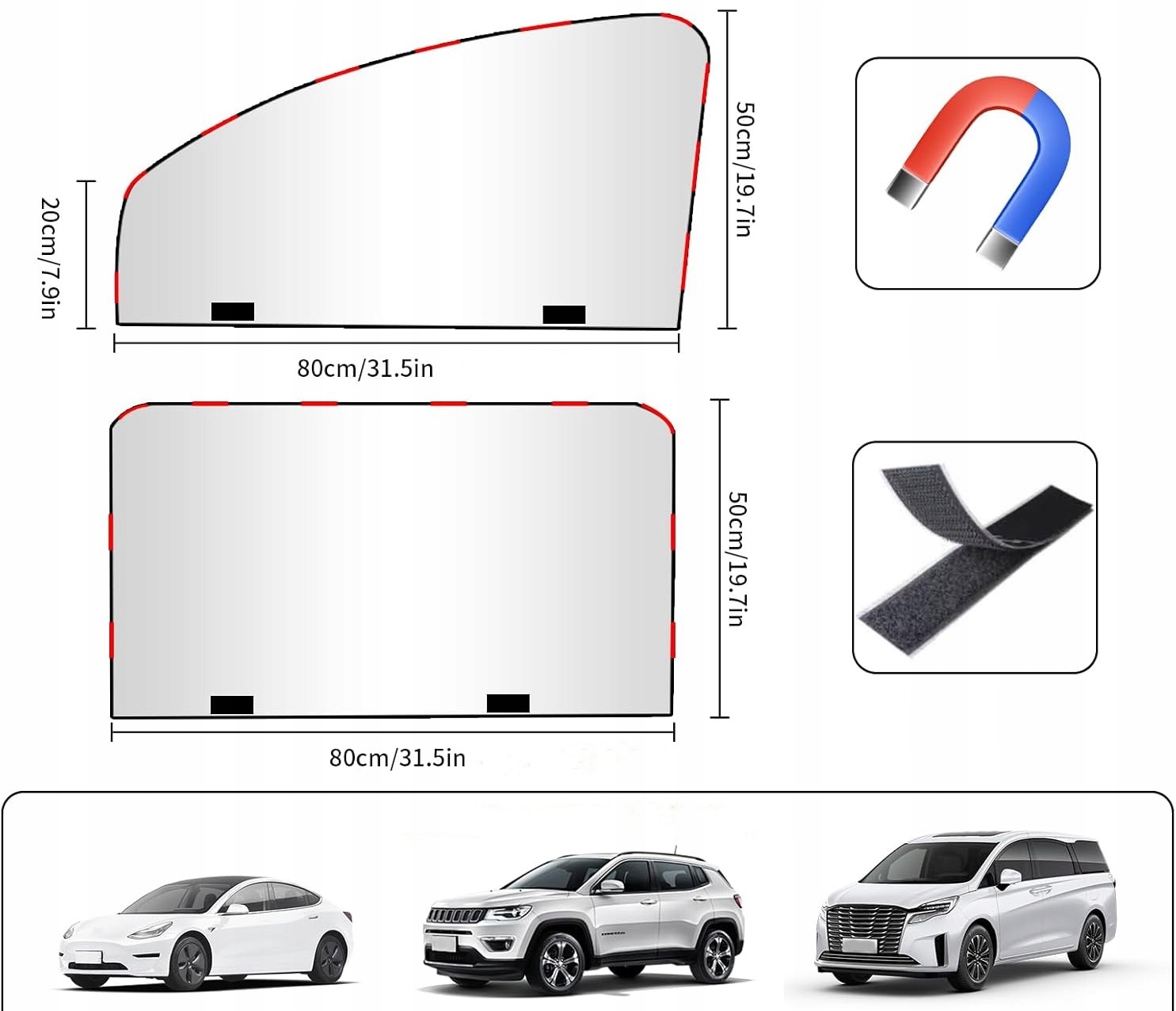 OSŁONA ROLETA 2x PRZECIWSŁONECZNA DO AUTA MAGNETYCZNA UV UNIWERSALNA RZEPY EAN (GTIN) 0847087014724
