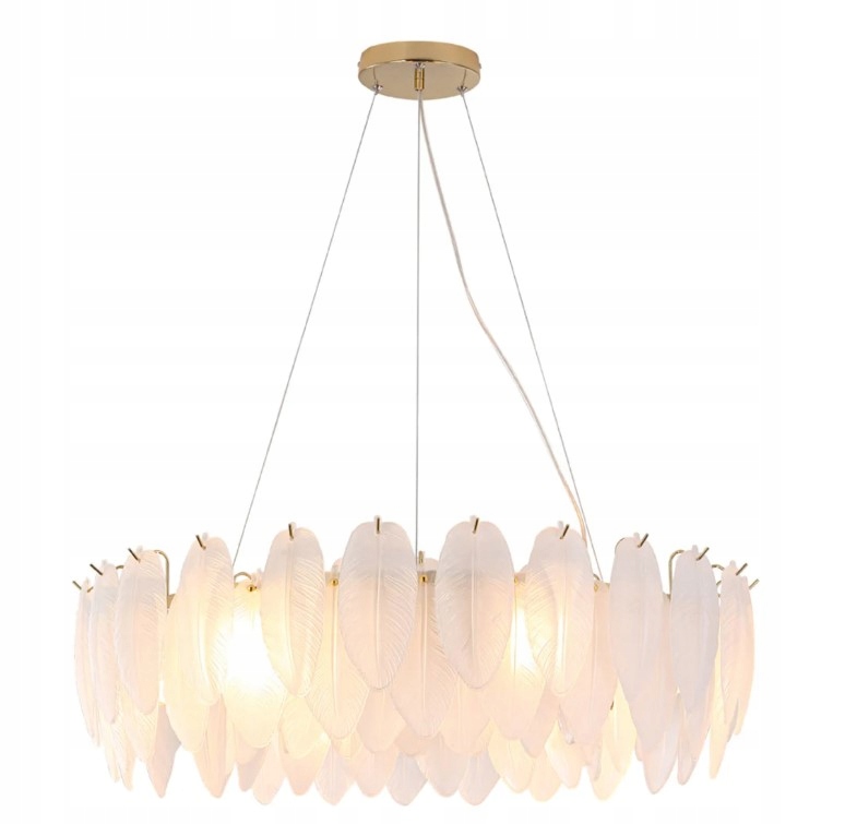 Závesná lampa Leaf 6-bodová sklenená bielo-zlatá Φ 80 cm