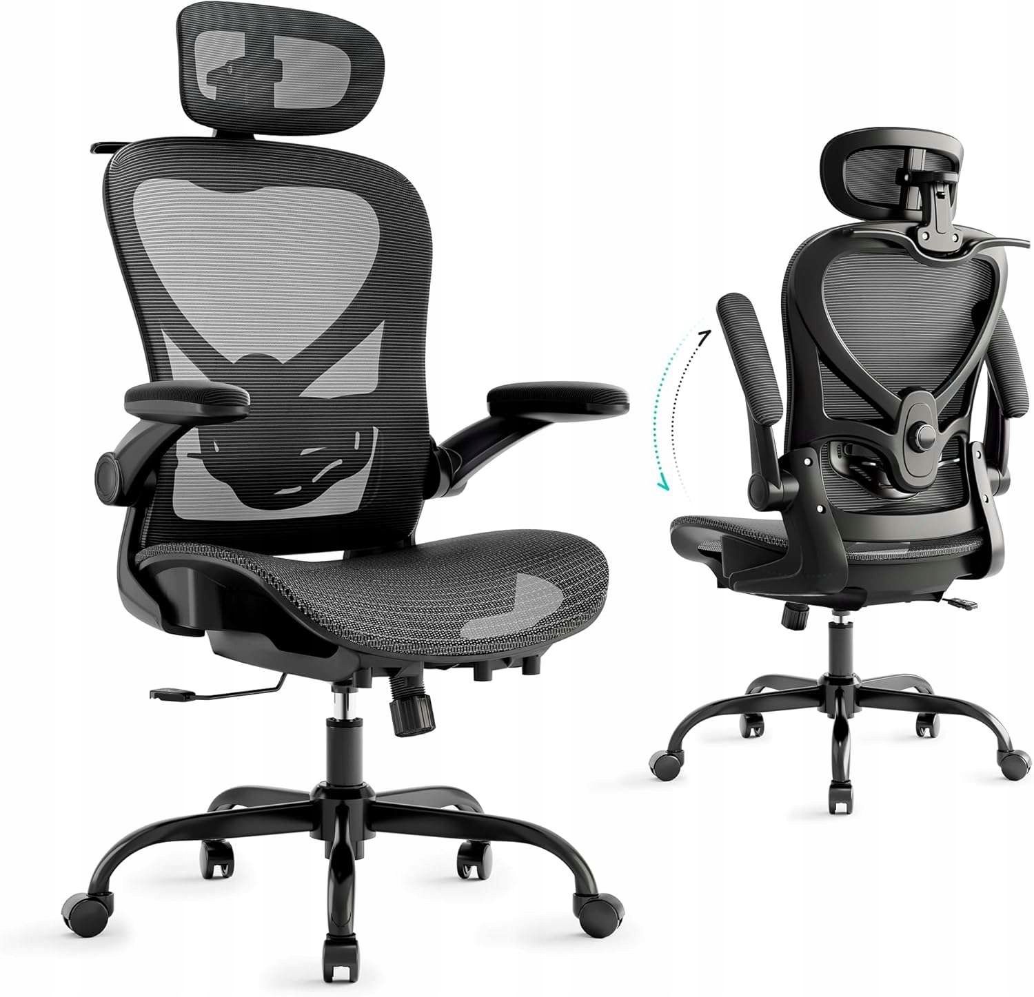 Ergonomická 3D kancelárska stolička, 3D opierka hlavy, bedrová opierka