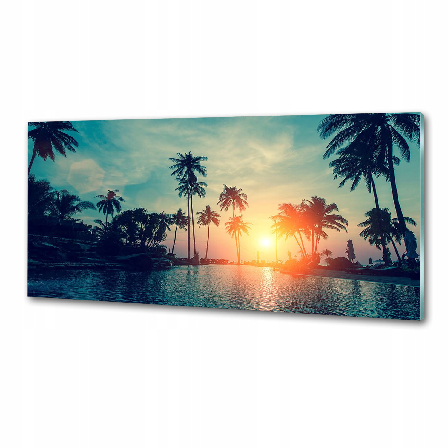 Panel lacobel Západ slnka palmy 125x50 cm Lepidlo