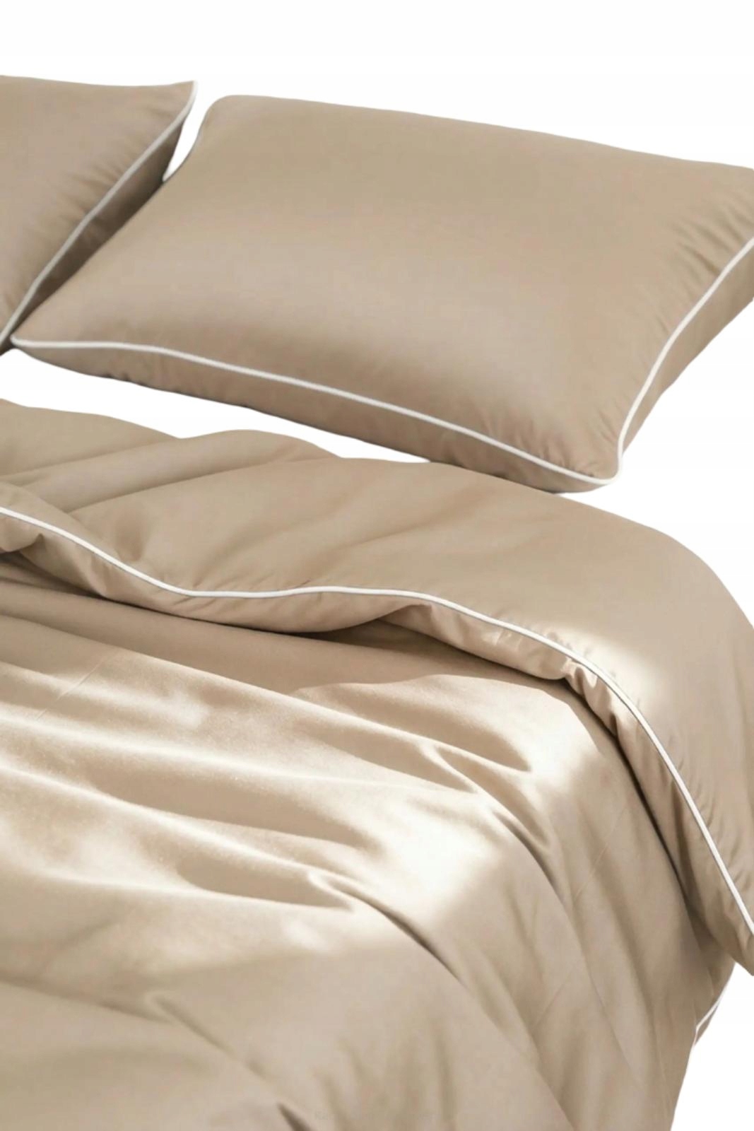 Posteľná Bielizeň bambusová 220x200 tmavo béžová s bielou bizou