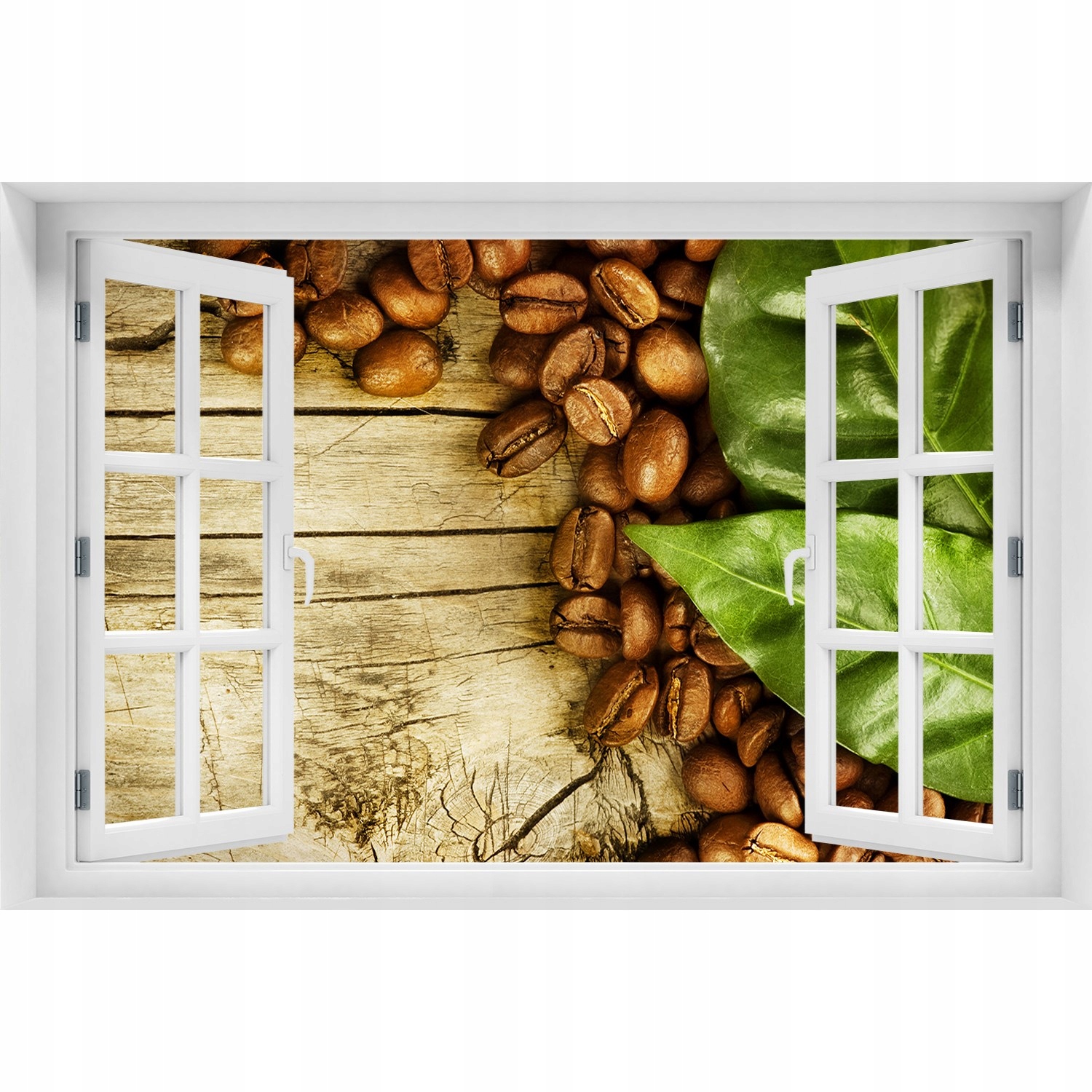 

Naklejka 3D Okno Kawa i liść laurowy 120x80