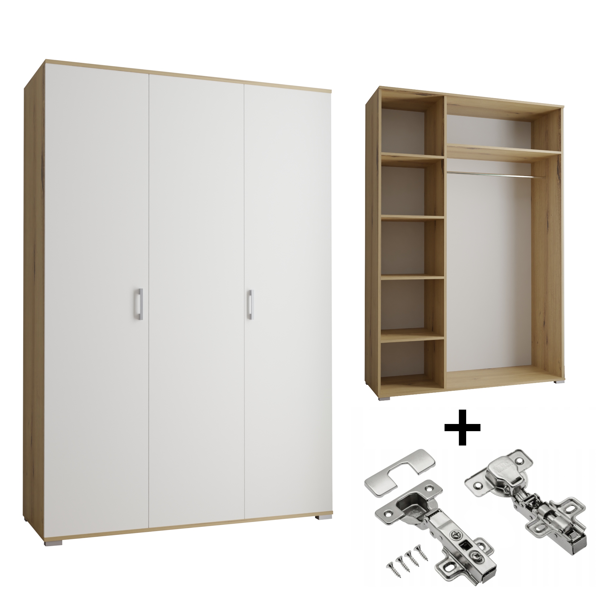 Skříň Akce 3-D 120 x 192 x 51 cm Artisan Bílá S Tlumením Dovírání