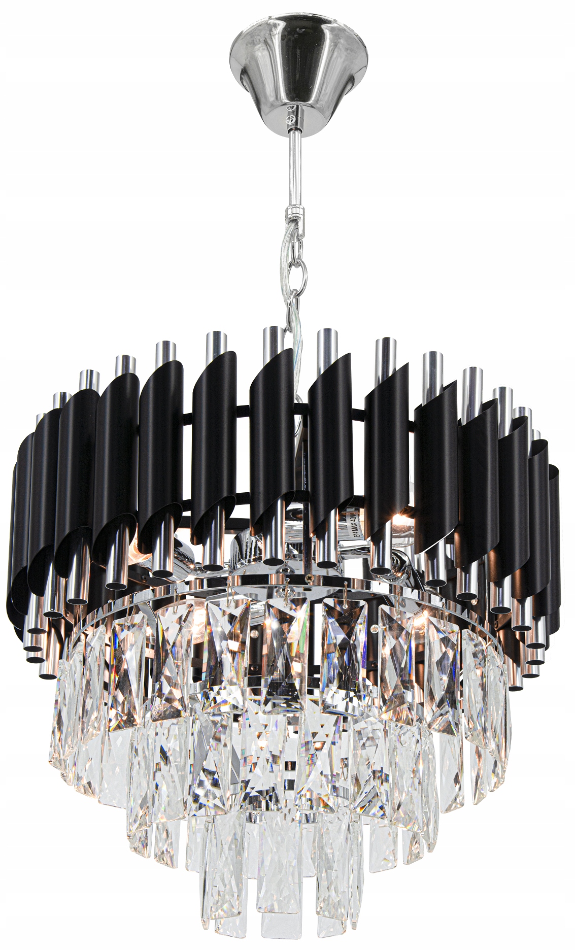 Żyrandol kryształowy Toledo 4xE14 czarny chrom Glamour 6260/4 8C Bl