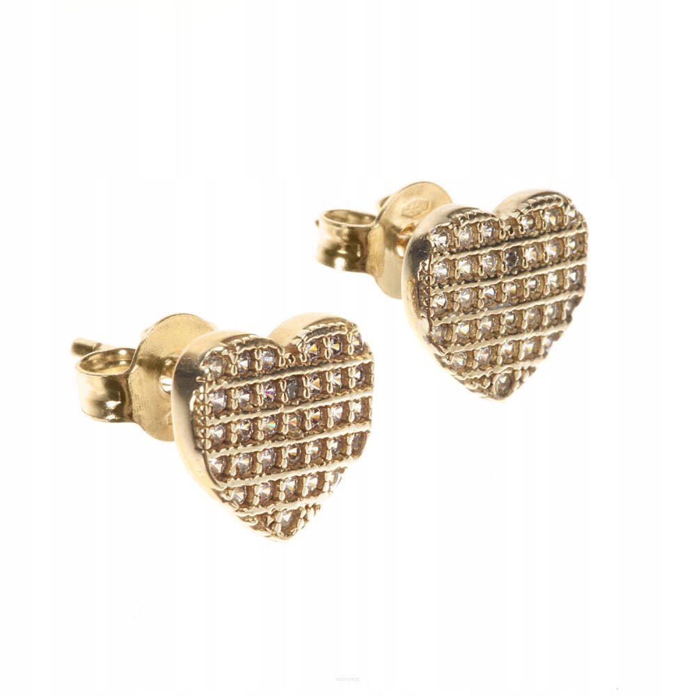 Zlaté náušnice s srdíčka osázené zirkony
