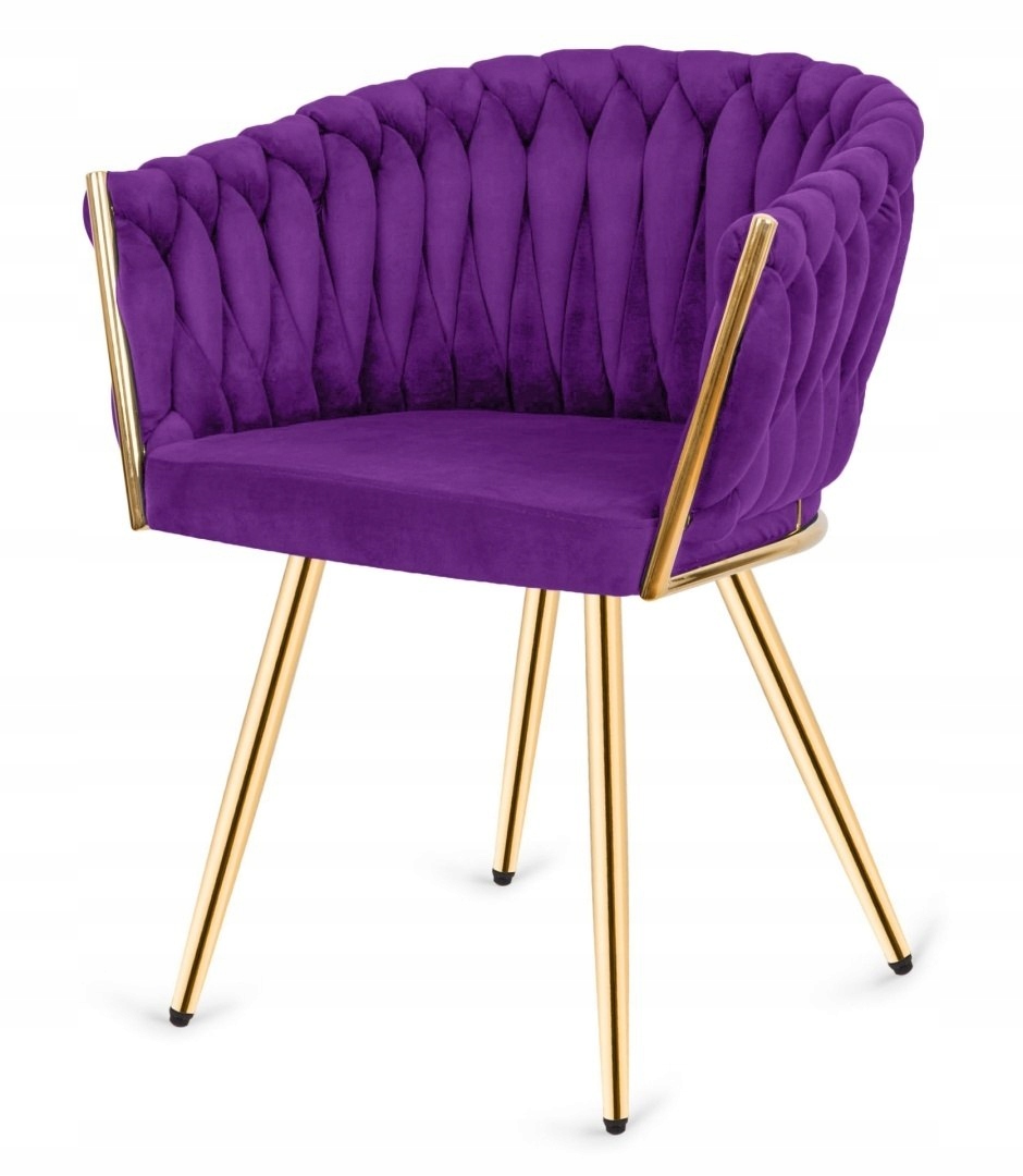 Pletené křeslo Lugano Křeslo Treccia Purple Velvet Gold Lugano