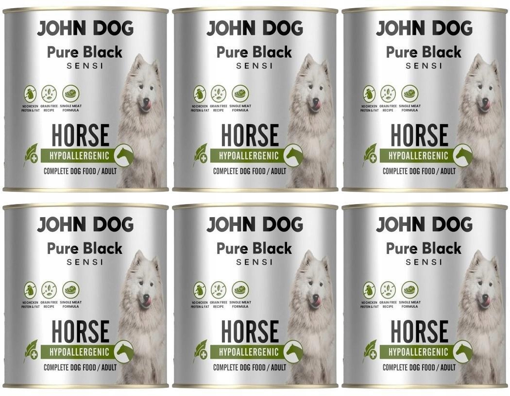 John Dog Pure Black Sensi Horse konzerva 6 x 800 g