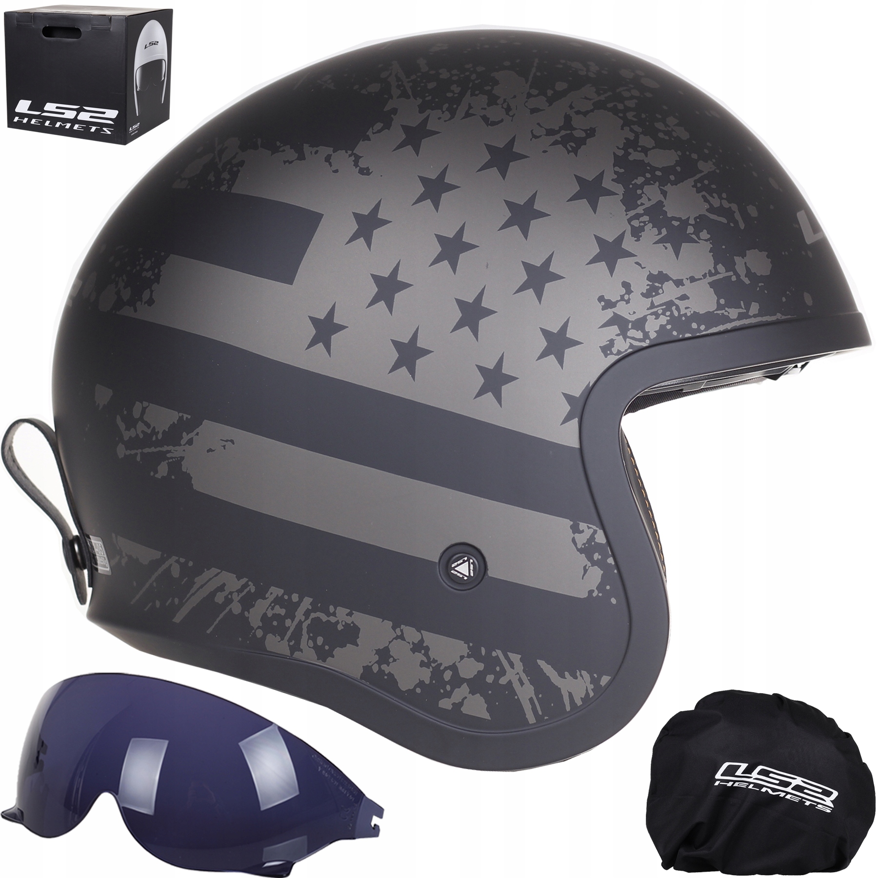 

Otwarty Kask Motocyklowy LS2 OF599 black flag L