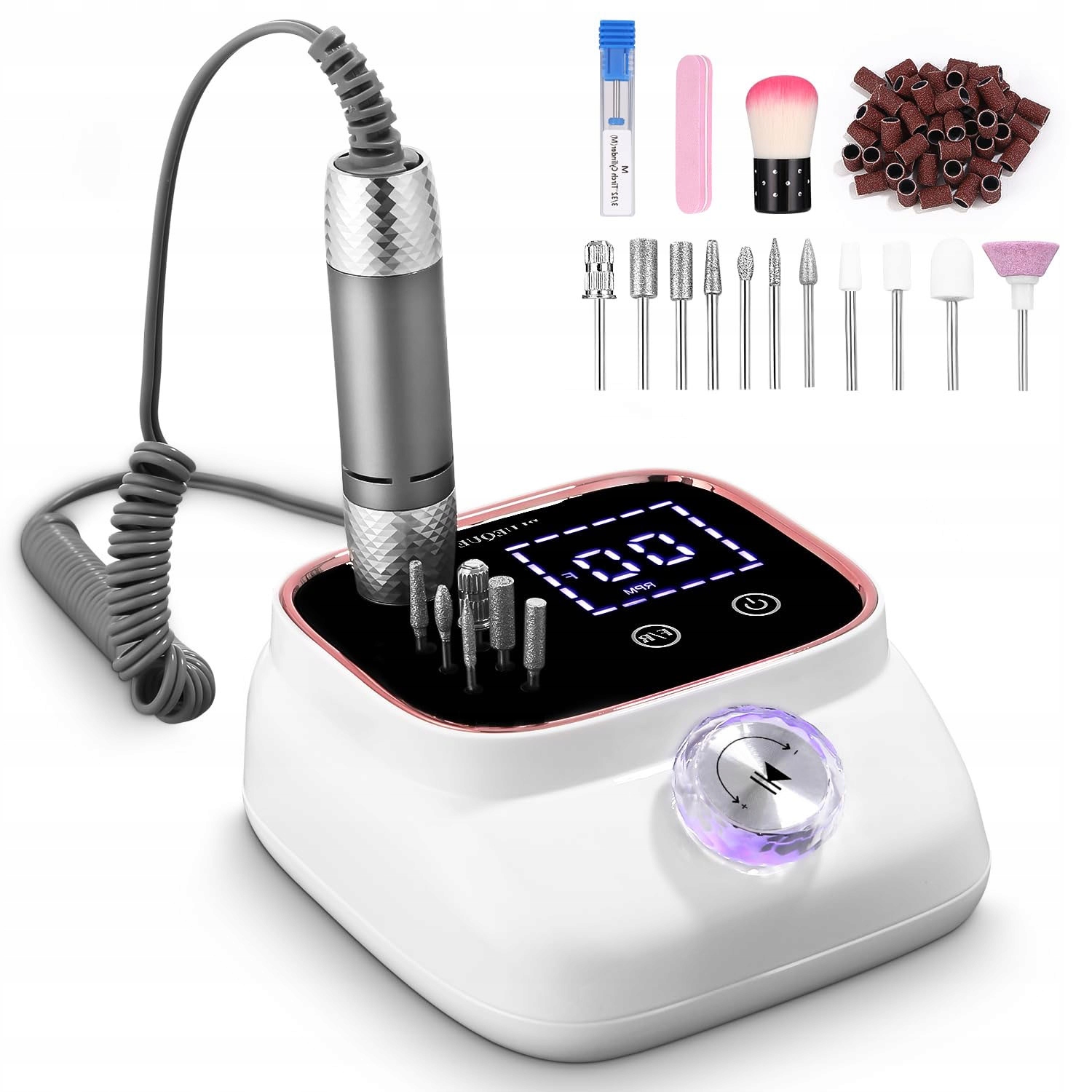 50W Bruska na nehty Manikúra Pedikúra 45000 ot/min 11 Sady fréz