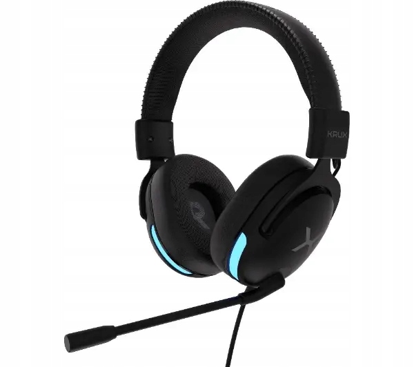Słuchawki przewodowe z mikrofonem Krux Crave Rgb KRXC015 Nauszne Czarne