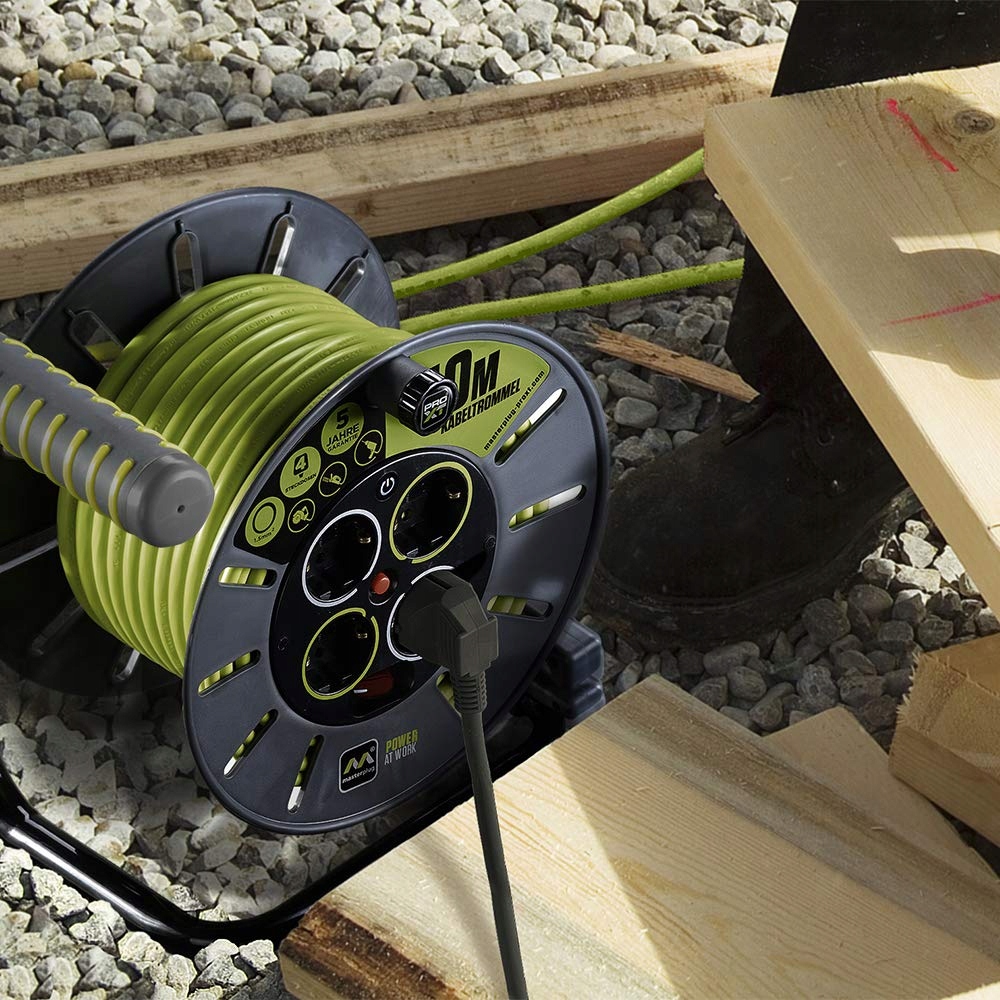 MASTERPLUG Przedłużacz Zwijany 3000W 250V Szary Pistacjowy Zielony — miniatura 7