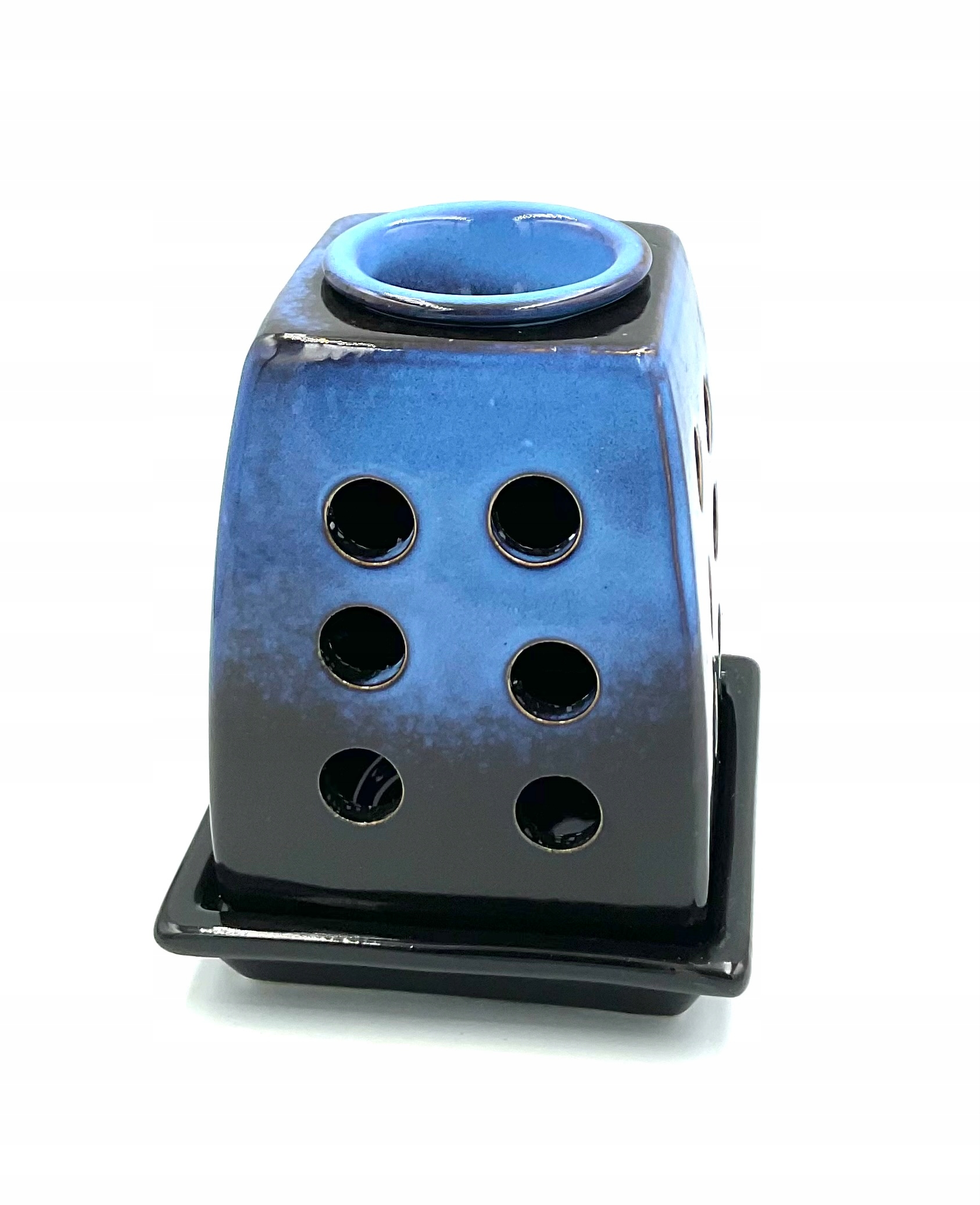 

Ceramiczny kominek na woski kwadrat niebieski