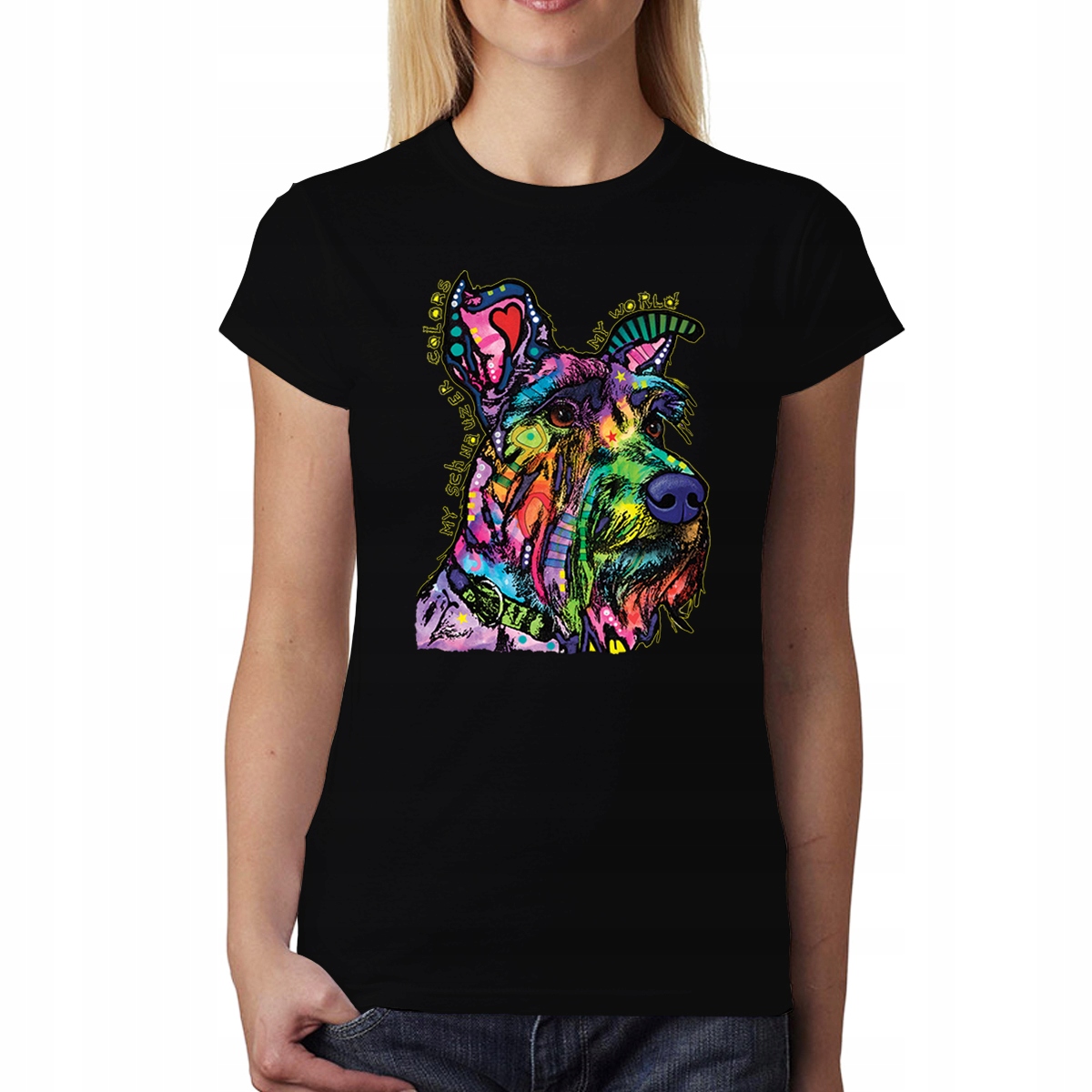 

Sznaucer Pies T-shirt Damski Czerń S