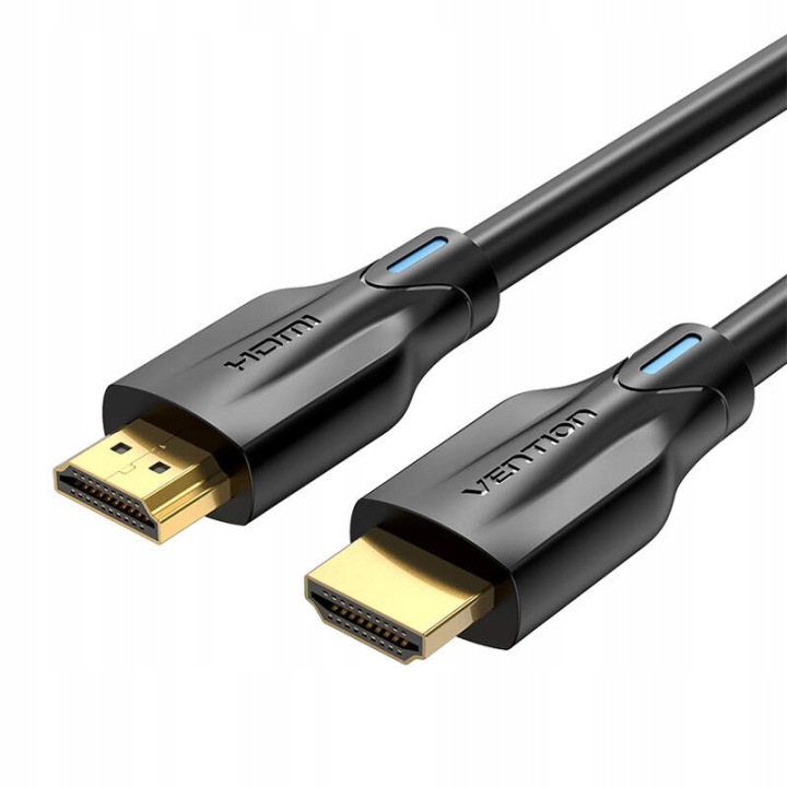 Kabel Hdmi 2.1 Vention 1 m 8K 48 Gbps pozłacane złącza, czarny