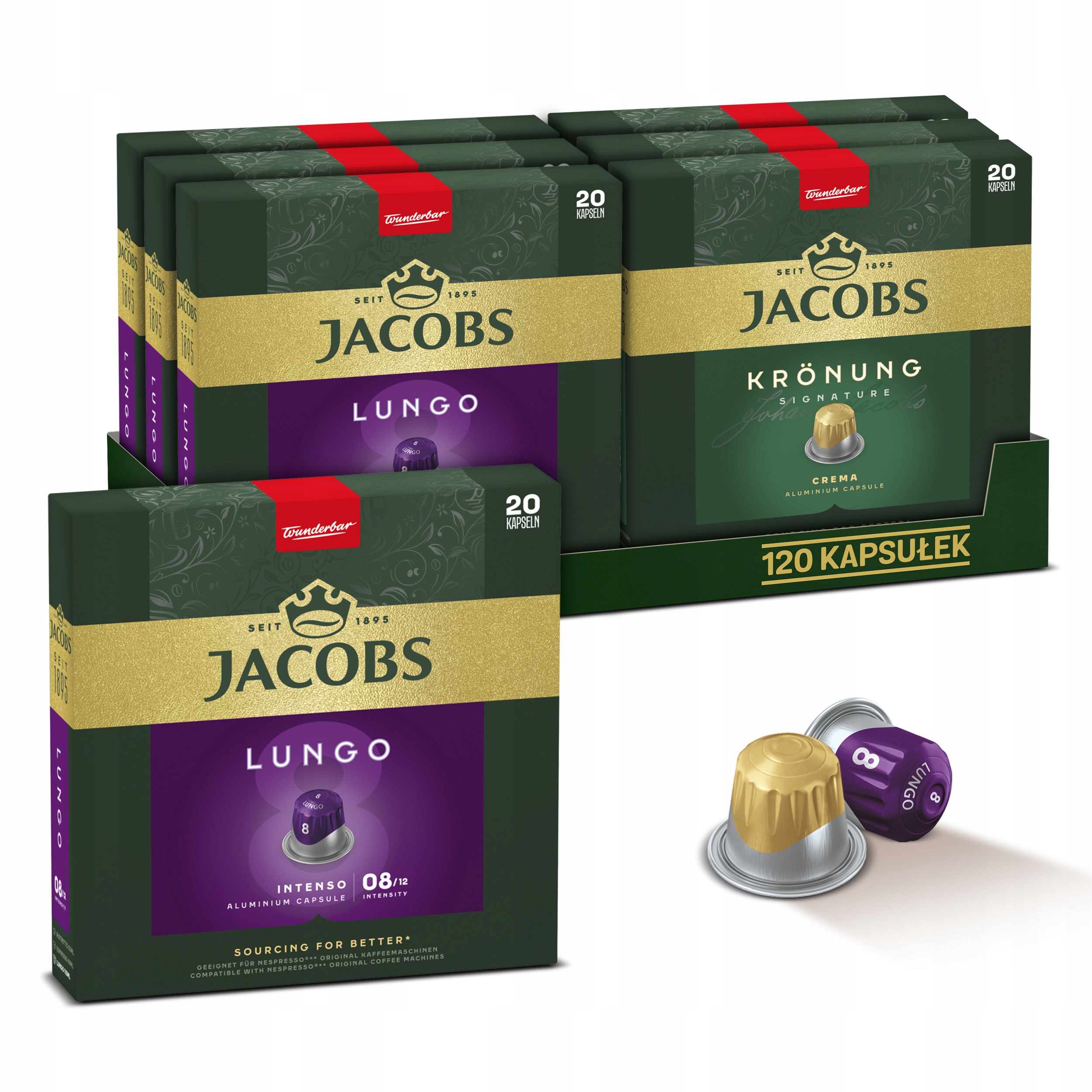 Kapsułki Jacobs do Nespresso(r)* Lungo 8, Kronung, 6+1 opakowanie Gratis!