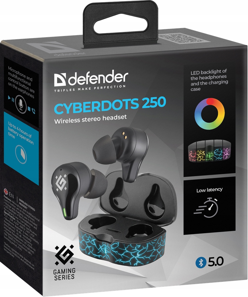SŁUCHAWKI DEFENDER BLUETOOTH CYBERDOTS 250 GAMING CZARNE — 17