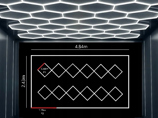 Lampa LED SQUARE P1 P3 12S 245x485 Kwadraty Warsztat Garaż Salon ALU