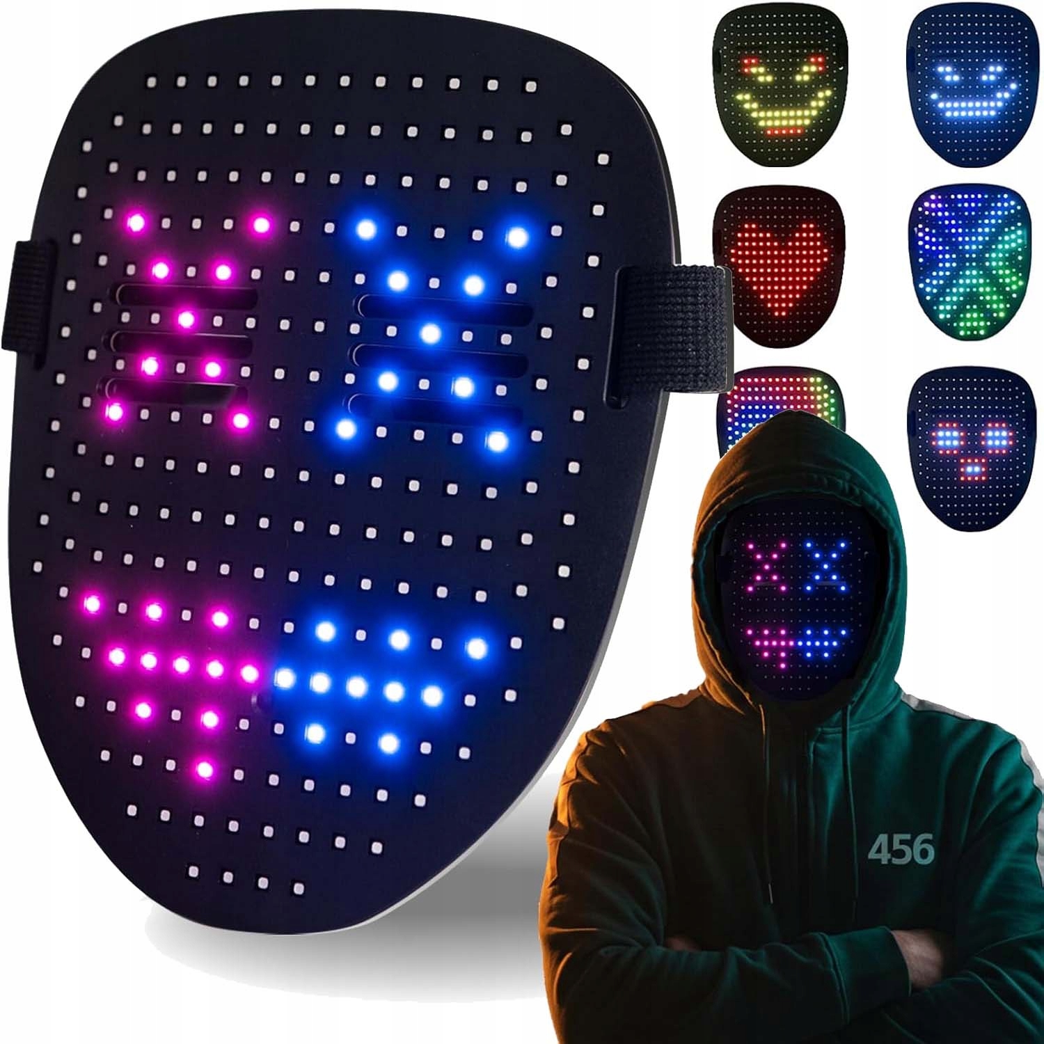Halloweenská Maska Led Svítící Obrazovka S Programovatelným Ovládáním Gesta Pomocí Aplikace Diy