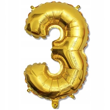 

Balon Foliowy Cyfra trzy 3 Złoty Party 40 cm