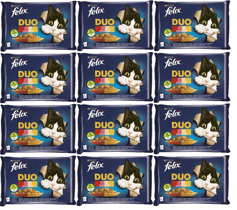 Felix Fantastic Duo krmivo pro kočky pro kočky masové příchutě želé 48x85 g