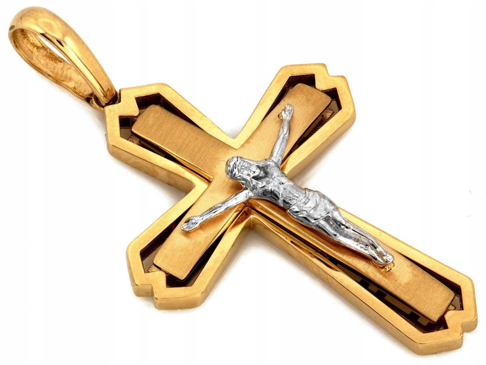 Zlatý křížek 585 14k s Ježíškem dvoubarevný 42.2 mm, váha 5.11 g jako dárek