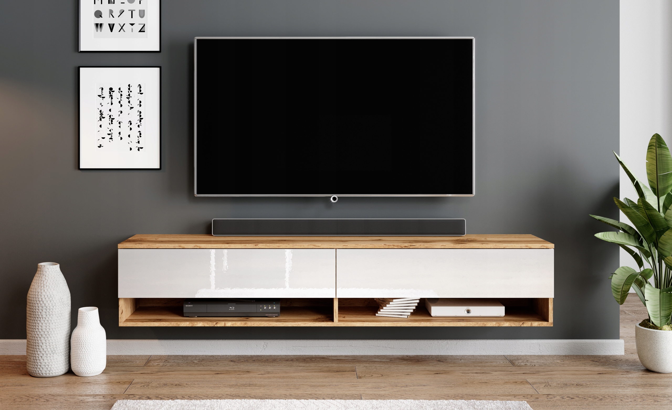 WYPRZEDAŻ Szafka RTV 180 / Kolor / WOTAN / BIAŁY POŁYSK - SUPER OFERTA !!!
