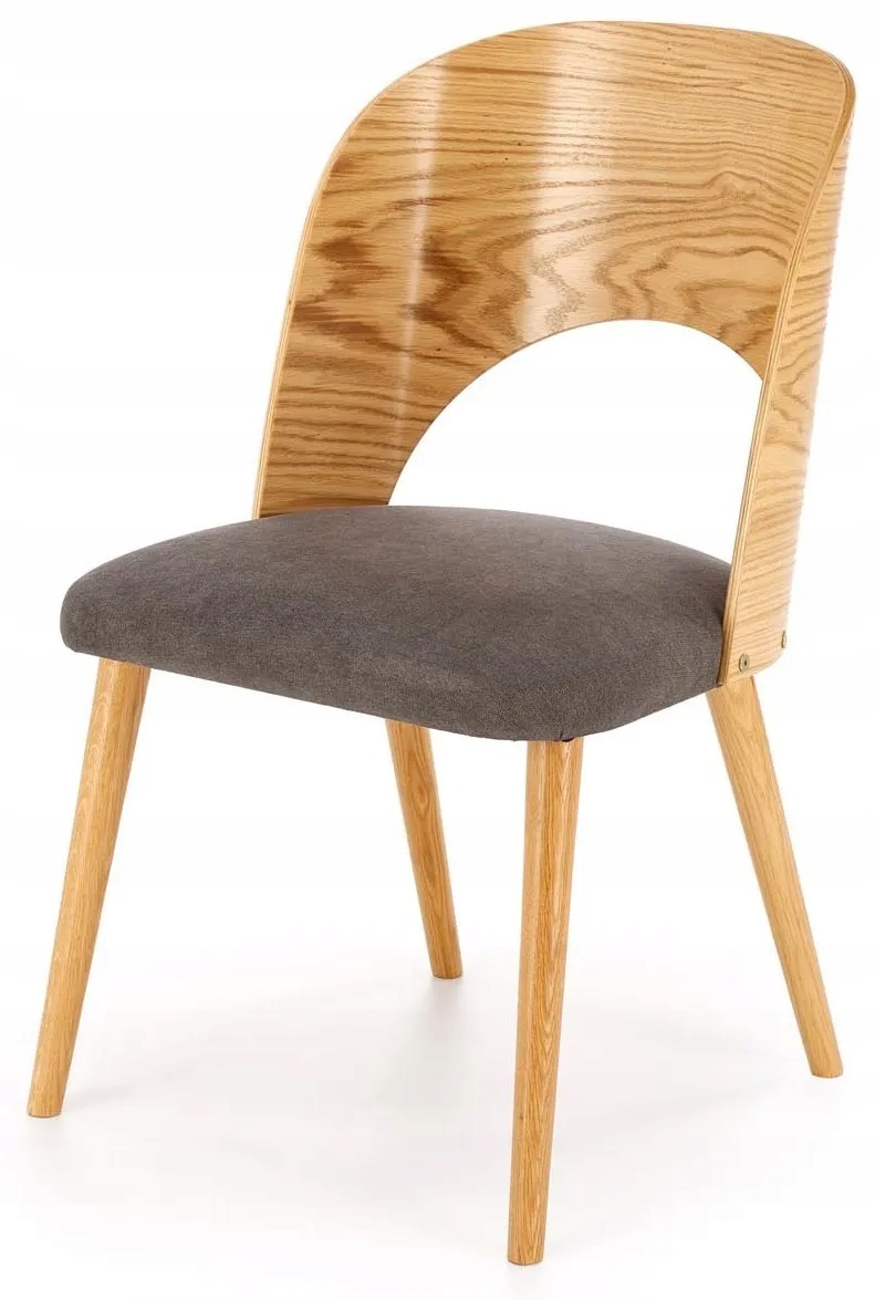 Krzesło Retro Cadiz Dąb Lite Drewno Naturalne Szare Designerskie Halmar