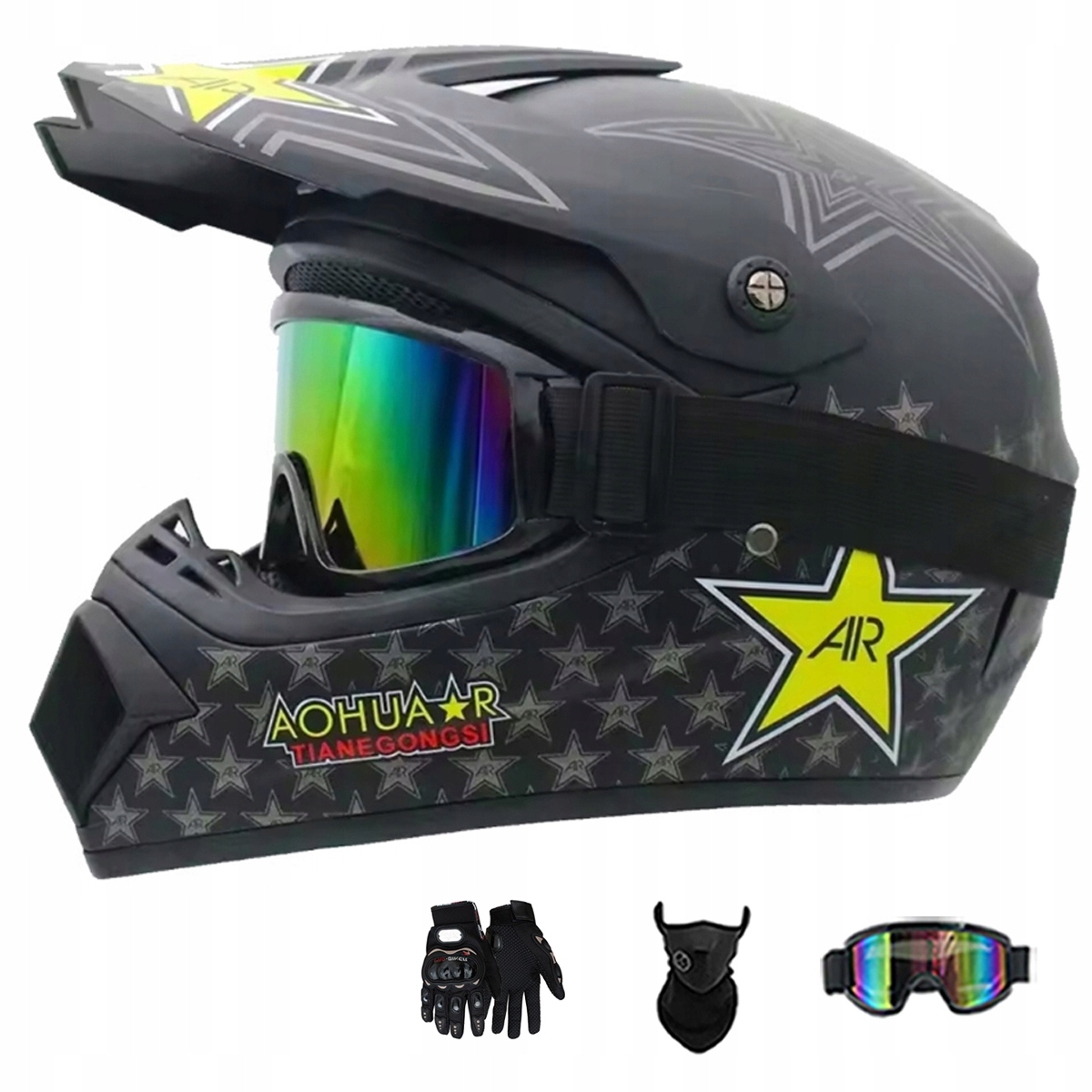 Motocyklová Přilba Lehká Enduro Quada Brýle Rukavice Maska XL