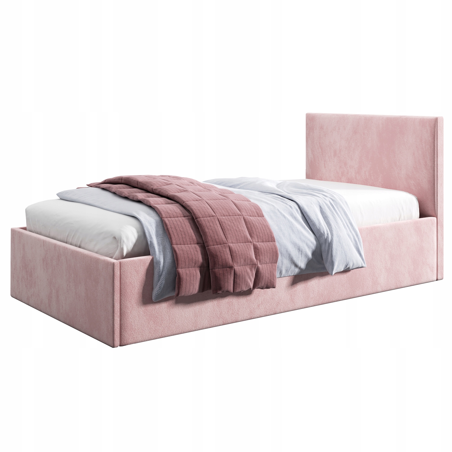 Łóżko młodzieżowe 80x200, Basic Asti, Tapczan, Pojemnik, Różowe