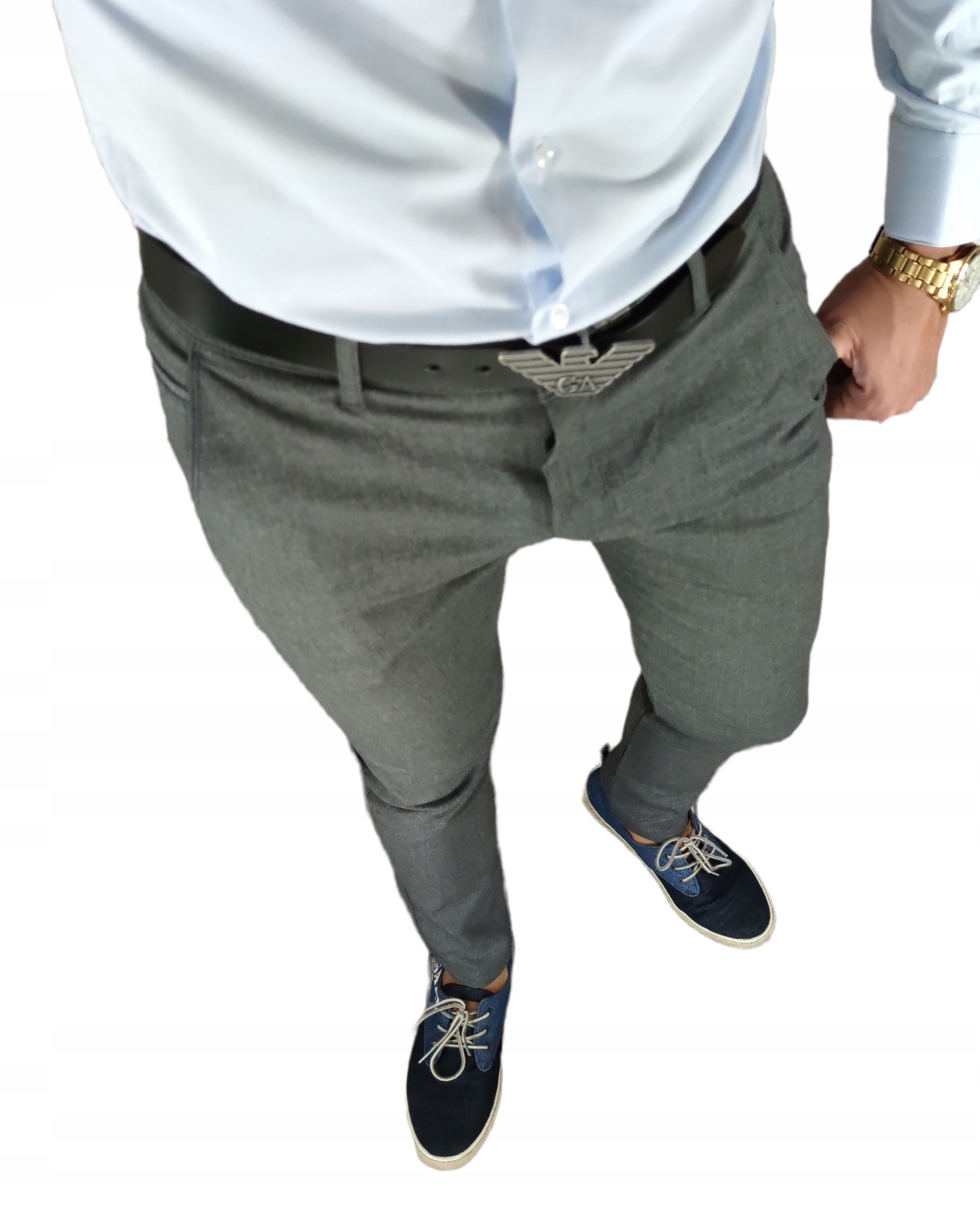 Návštěvní kalhoty slim grafitové hladké VP16 W36