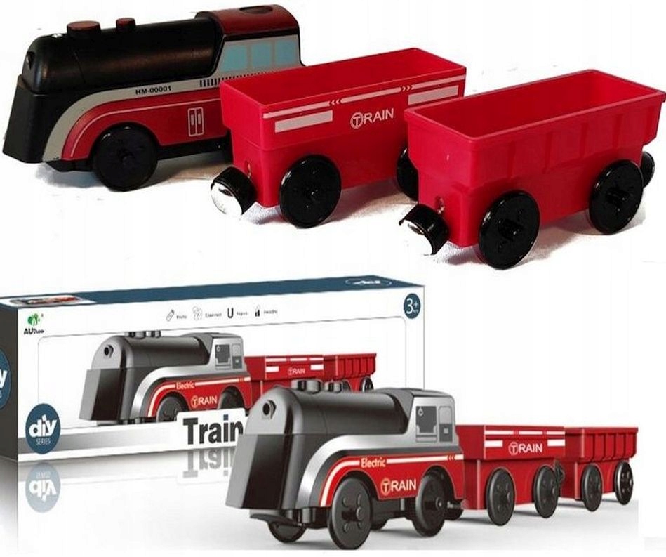 

Kolejka Lokomotywa na baterie pociąg dwa wagony