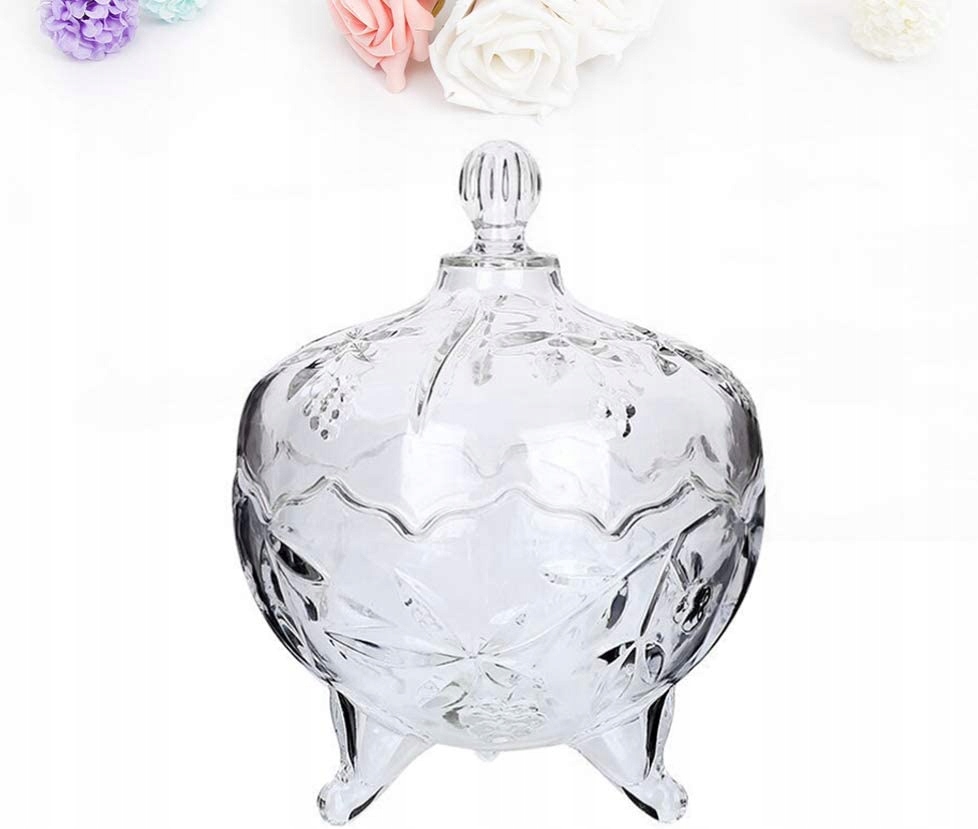 CUKIERNICA SZKLANA POKRYWKĄ CUKIERNICZKA POJEMNIK Materiał wykonania szkło